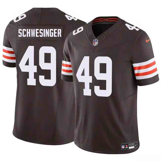Men's Cleveland Browns #49 Carson Schwesinger Brown 2025 Draft F.U.S.E. Vapor Limited Stitched Football Jersey